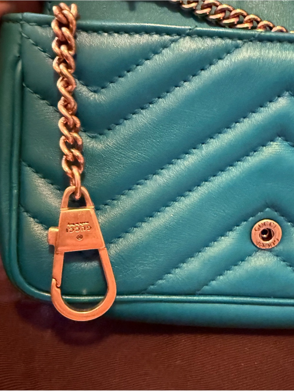 Gucci Green Mini Marmont Chevron Leather Crossbody with Gold GG - Picture 9 of 12